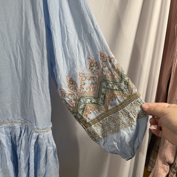 NWT $148‎ Free People [ XS ] Wild One Embroidered Mini Dress in Blue Skies - Picture 10 of 16